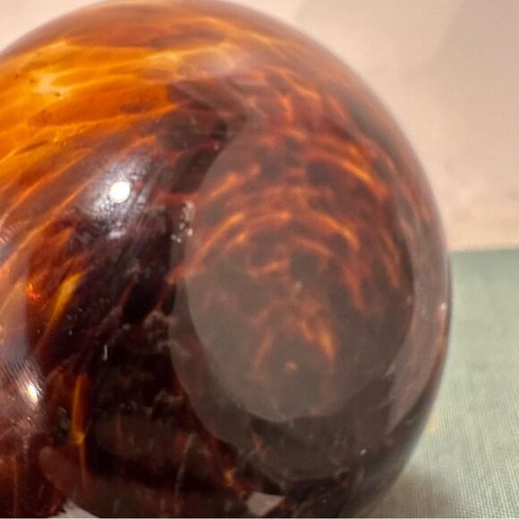 Vintage tortoise brown art glass gourd shaped bubble bud vase weed vase - Picture 4 of 7